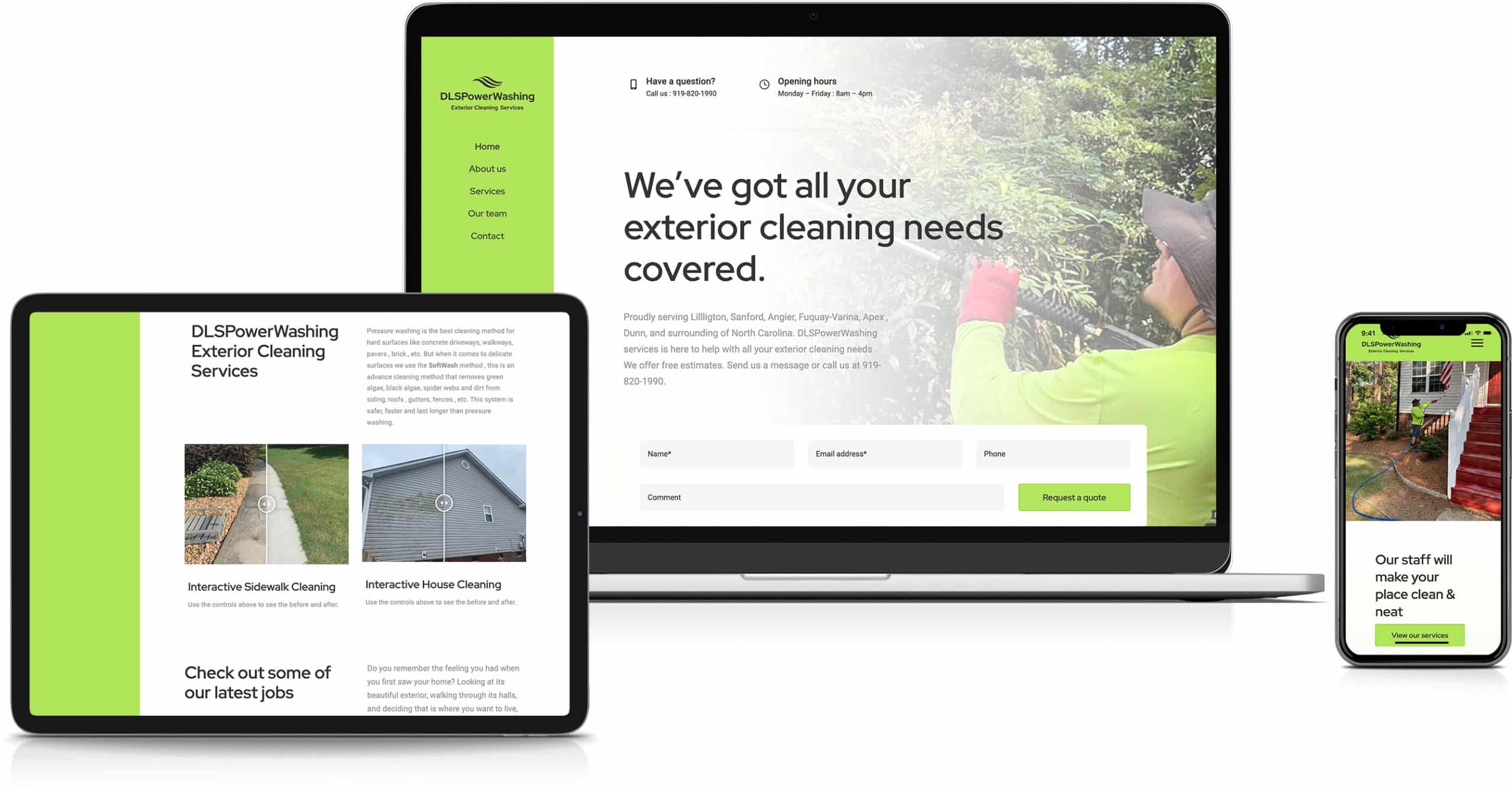 DLS Power Washing Managed Website on different devices