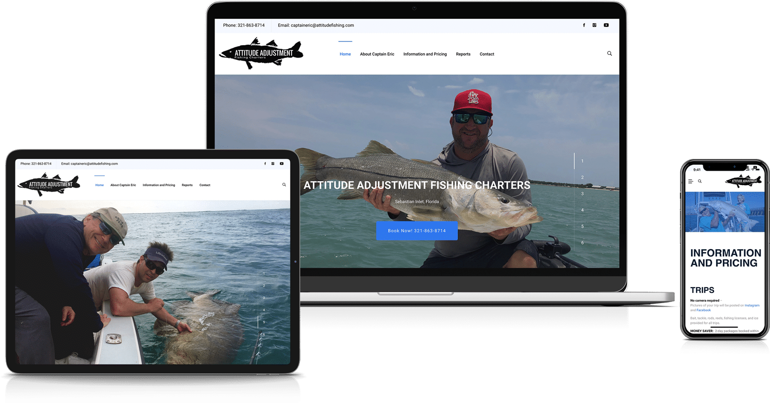Affordable Small Business Web Design Services - Attitude Adjustment Fishing Charters Managed Website